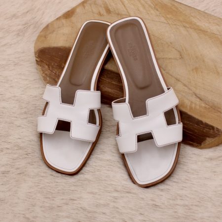 Mules Oran en cuir blanc p.38,5 - Hermès Dressingment Votre