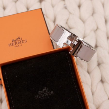 Bracelet Clic Clac en émail marron glacé - Hermès Dressingment Votre