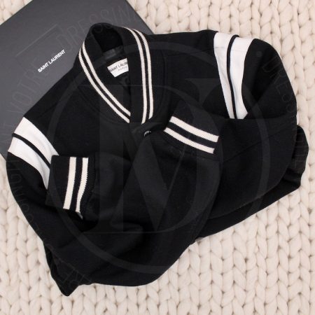 Teddy en laine et cuir noir et blanc t.48 - Saint Laurent Dressingment Votre