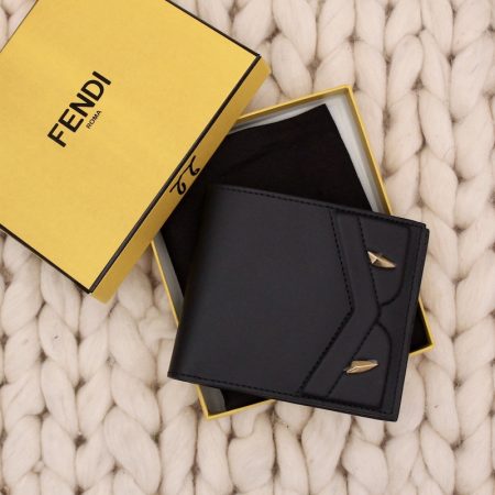 Portefeuille 2 volets en cuir noir - Fendi Dressingment Votre