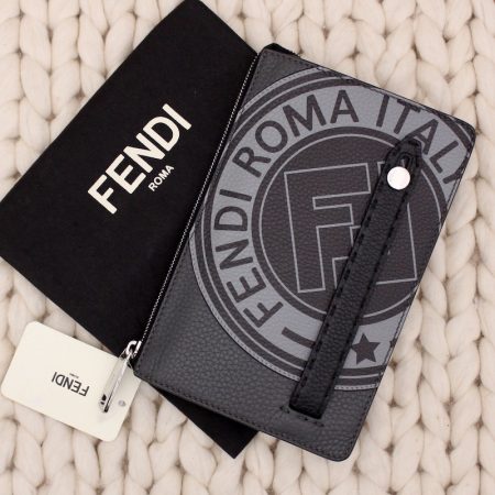 Pochette en cuir grainé gris - Fendi Dressingment Votre