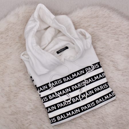 Sweat à capuche en coton blanc - Balmain Dressingment Votre