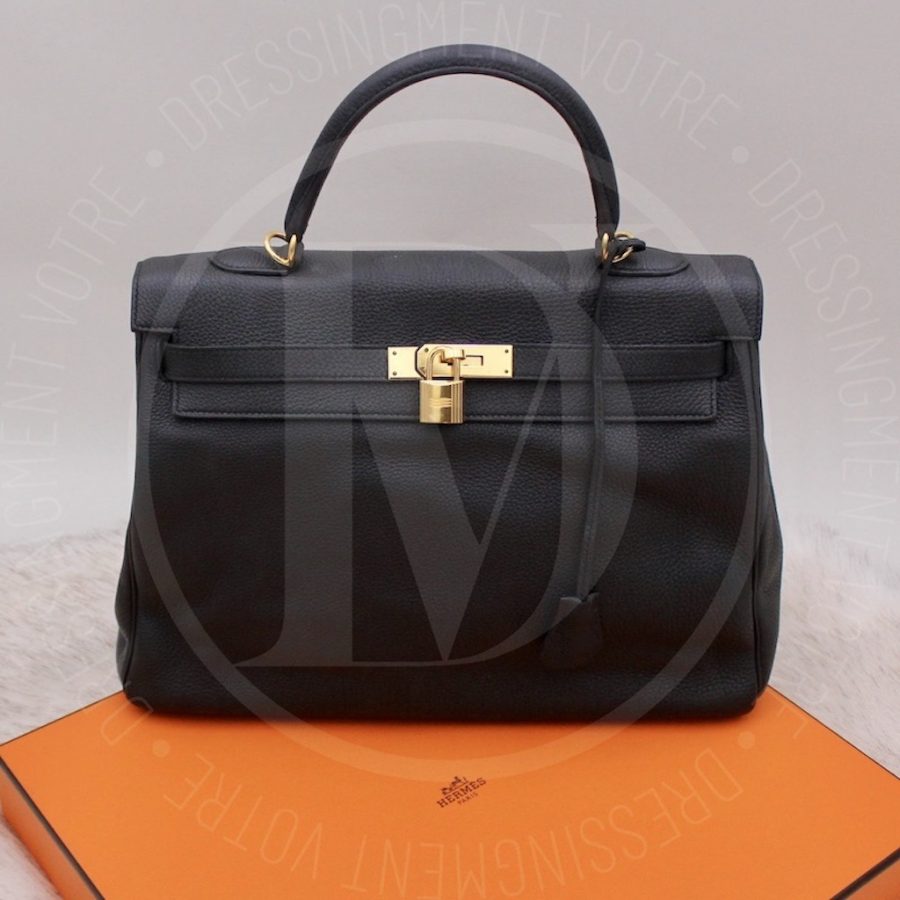 Sac Kelly 35 en cuir togo noir - Hermès