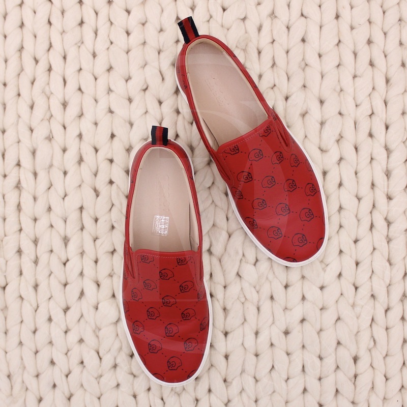 Slip-on en cuir rouge tête de mort p.42 - Gucci Slip-on en cuir rouge tête de mort p.42 - Gucci – Image 3