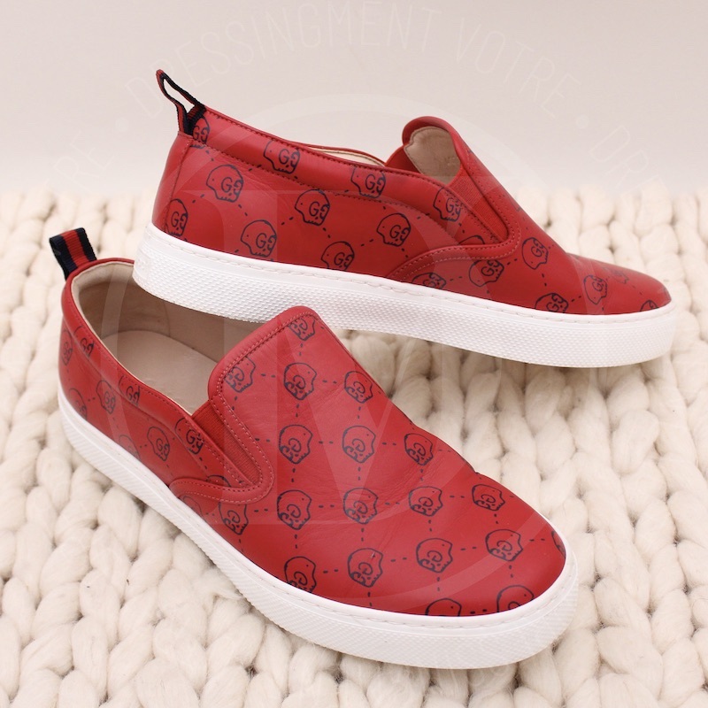 Slip-on en cuir rouge tête de mort p.42 - Gucci Slip-on en cuir rouge tête de mort p.42 - Gucci – Image 7