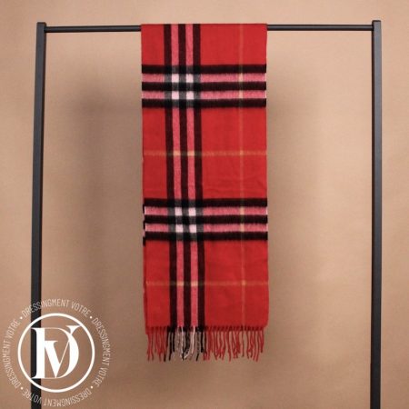 Écharpe tartan en cachemire rouge - Burberry Dressingment Votre