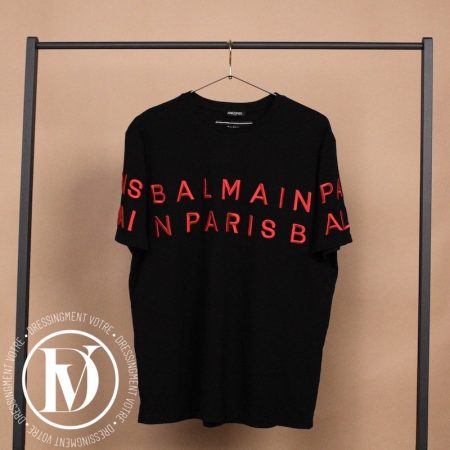 T-shirt en coton noir brodé t.XL - Balmain Dressingment Votre