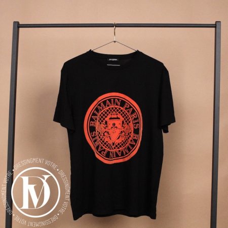 T-shirt blason en coton noir t.XL - Balmain Dressingment Votre