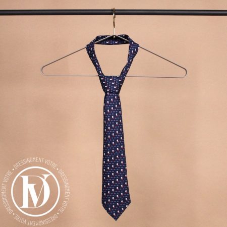 Cravate vintage en soie bleu marine - Hermès Dressingment Votre