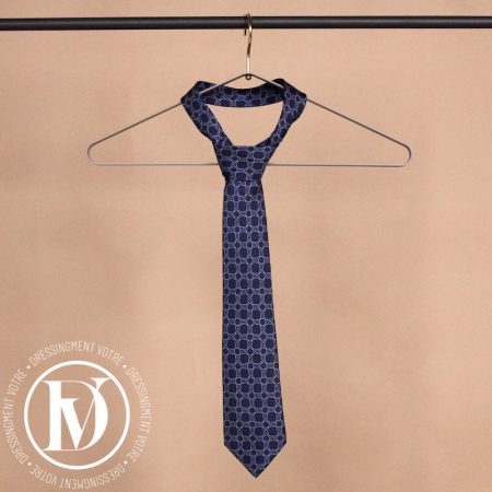 Cravate vintage en soie bleu marine - Hermès Dressingment Votre