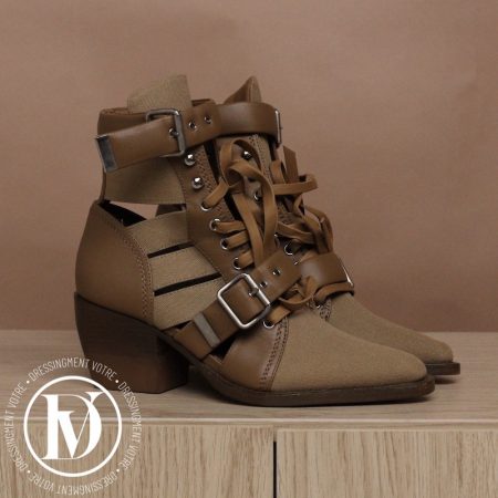 Bottines Rylee en toile et cuir camel p.37,5 - Chloé Dressingment Votre