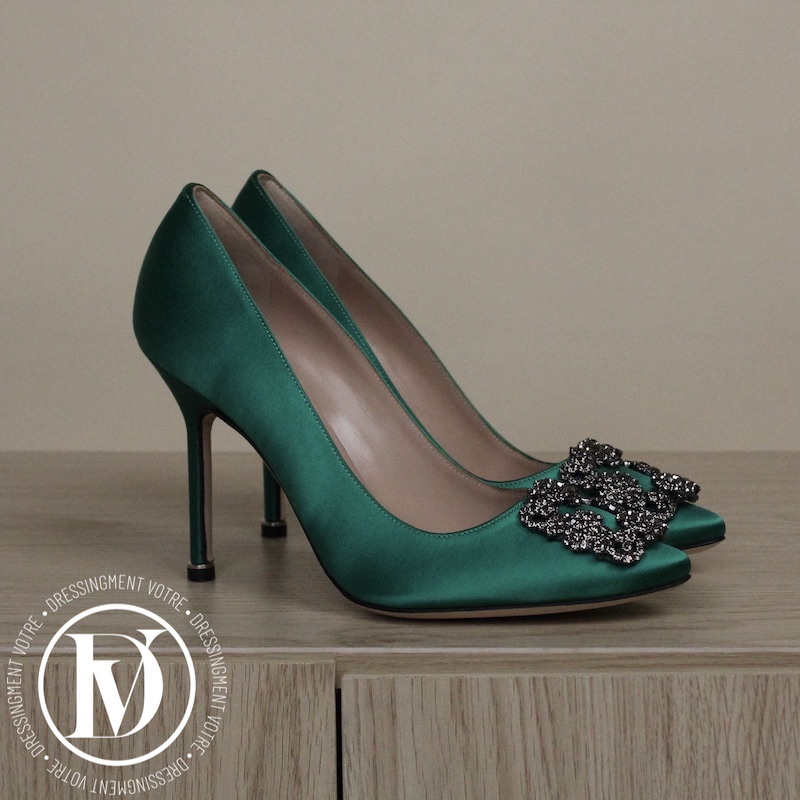 Escarpins Hangisi en satin vert p.37 - Manolo Blahnik Escarpins Hangisi en satin vert p.37 - Manolo Blahnik