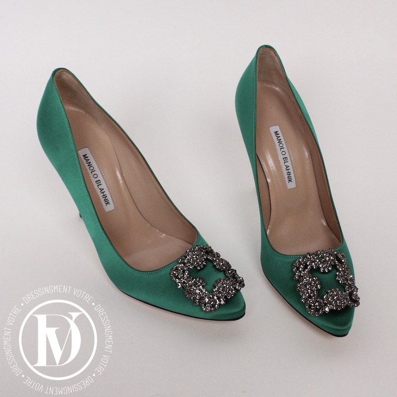 Escarpins Hangisi en satin vert p.37 - Manolo Blahnik Escarpins Hangisi en satin vert p.37 - Manolo Blahnik – Image 3