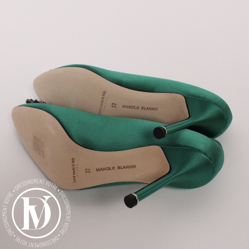 Escarpins Hangisi en satin vert p.37 - Manolo Blahnik Escarpins Hangisi en satin vert p.37 - Manolo Blahnik – Image 7
