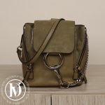 Sac à dos Faye mini en cuir et veau velours kaki - Chloé Dressingment Votre