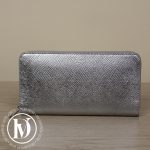 Portefeuille long en cuir grainé argenté - Céline Dressingment Votre