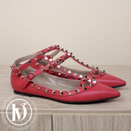 Ballerines Rockstud en cuir grainé rose p.35 - Valentino Dressingment Votre