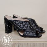 Mules en cuir noir matelassé rockstud p.39 - Valentino Dressingment Votre
