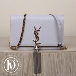 Sac Kate Chain Wallet pompon en cuir blanc cassé - Saint Laurent Dressingment Votre