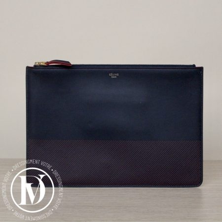 Pochette en cuir bleu navy - Céline Dressingment Votre