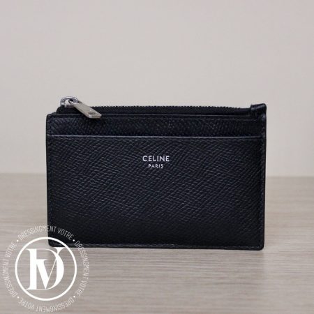 Porte-cartes / monnaie en cuir grainé noir - Céline Dressingment Votre