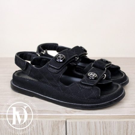 Sandales Dad en tissu noir p.37,5 - Chanel Dressingment Votre