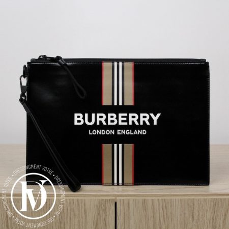 Pochette zippée en toile enduite noire - Burberry Dressingment Votre
