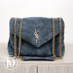 Sac Loulou small suède bleu gris - Saint Laurent Dressingment Votre