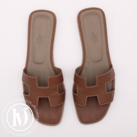 Mules Oran en cuir gold p.37,5 - Hermès Dressingment Votre