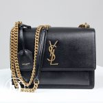 Sac Sunset médium en cuir noir et doré - Saint Laurent Dressingment Votre