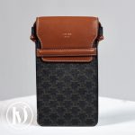 Porte-téléphone en cuir et toile triomphe - Céline Dressingment Votre