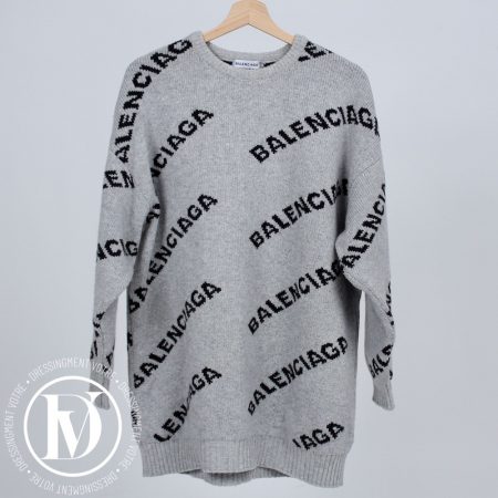 Pull logoté en laine gris t.L - Balenciaga Dressingment Votre