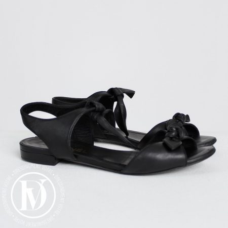 Sandales noeuds en cuir noir p.37,5 - Chanel Dressingment Votre
