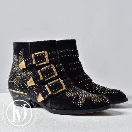 Bottines Susanna en nubuck noir et gold p.35 - Chloé Dressingment Votre