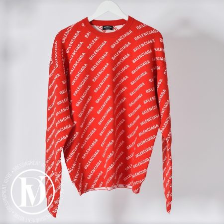 Pull oversize en maille rouge et blanc t.XS - Balenciaga Dressingment Votre