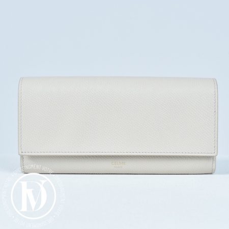 Portefeuille en cuir grainé beige - Céline Dressingment Votre