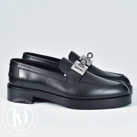 Mocassins Hot en cuir noir p.39,5 - Hermès Dressingment Votre