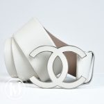 Ceinture large CC en cuir crème t.80 - Chanel Dressingment Votre