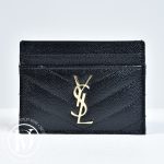 Porte-cartes Cassandre en cuir grainé noir - Saint Laurent Dressingment Votre