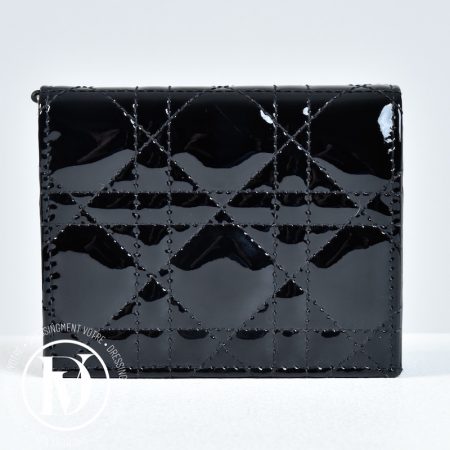 Portefeuille Gardenia Lady Dior en cuir verni noir - Dior Dressingment Votre