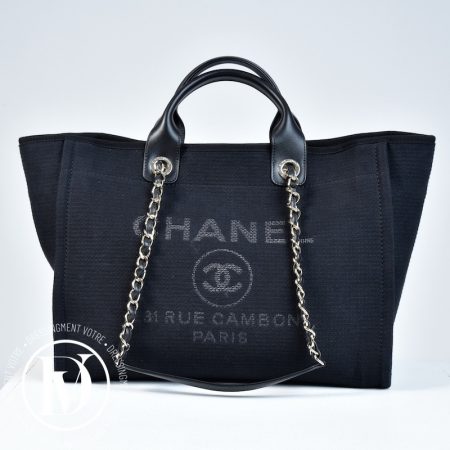 Grand cabas Deauville en toile noire - Chanel Dressingment Votre