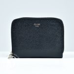 Portefeuille compact en cuir grainé noir - Céline Dressingment Votre