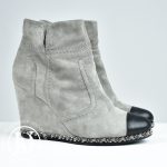 Bottines compensées suède gris t.36,5 - Chanel Dressingment Votre