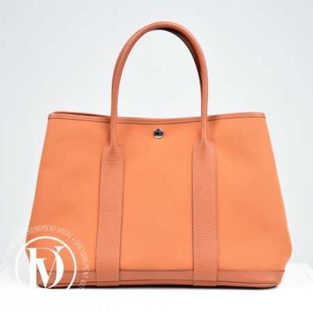 Sac cabas Garden Party 36 en toile et cuir feu - Hermès Dressingment Votre