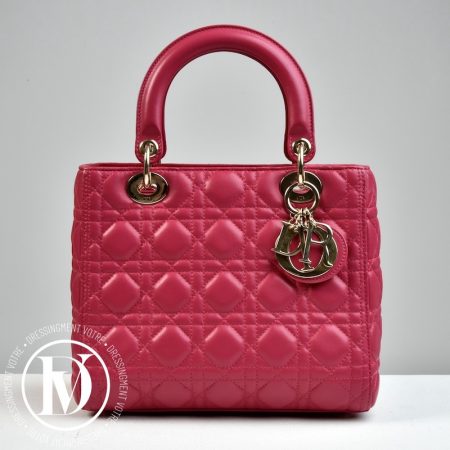 Sac Lady Dior médium en cuir Fuchsia - Dior Dressingment Votre