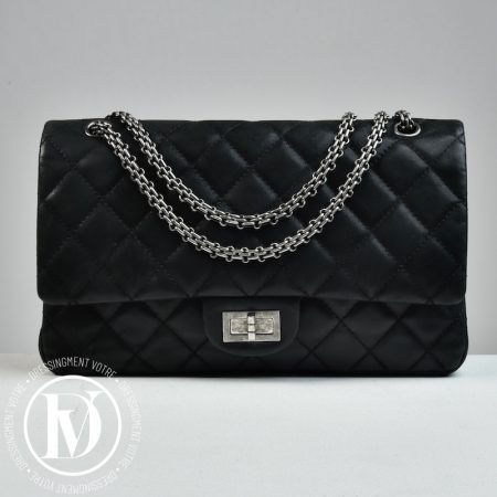 Sac 2.55 large en cuir noir - Chanel Dressingment Votre
