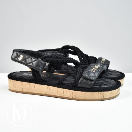Sandales en cuir et corde noir p.37 - Chanel Dressingment Votre