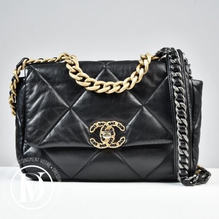 Sac Chanel 19 cuir matelassé noir - Chanel Dressingment Votre