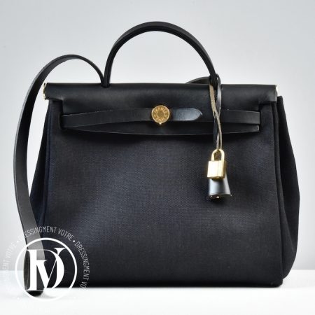 Sac Herbag 31 vache hunter / toile militaire noir - Hermès Dressingment Votre