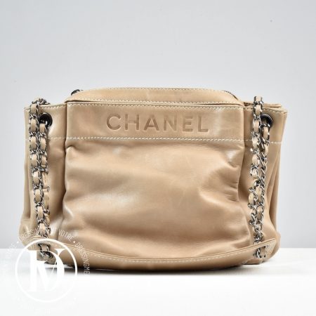 Sac vintage en cuir beige - Chanel Dressingment Votre